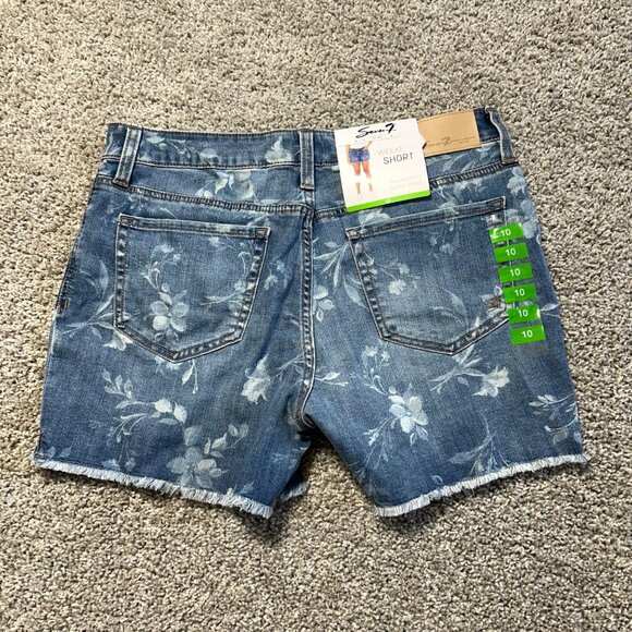 Seven7 Womens Weekend Short Floral Print Denim Size 10 Fray Hem Comfort Stretch - Picture 8 of 8